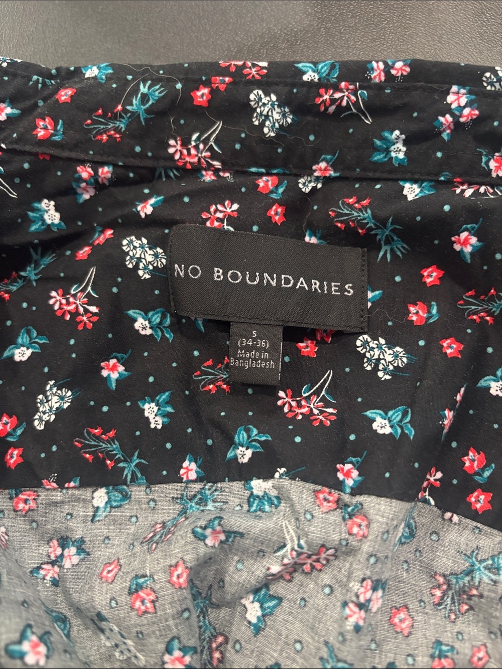 No Boundaries Black Floral Skirt with Red & Teal Accents